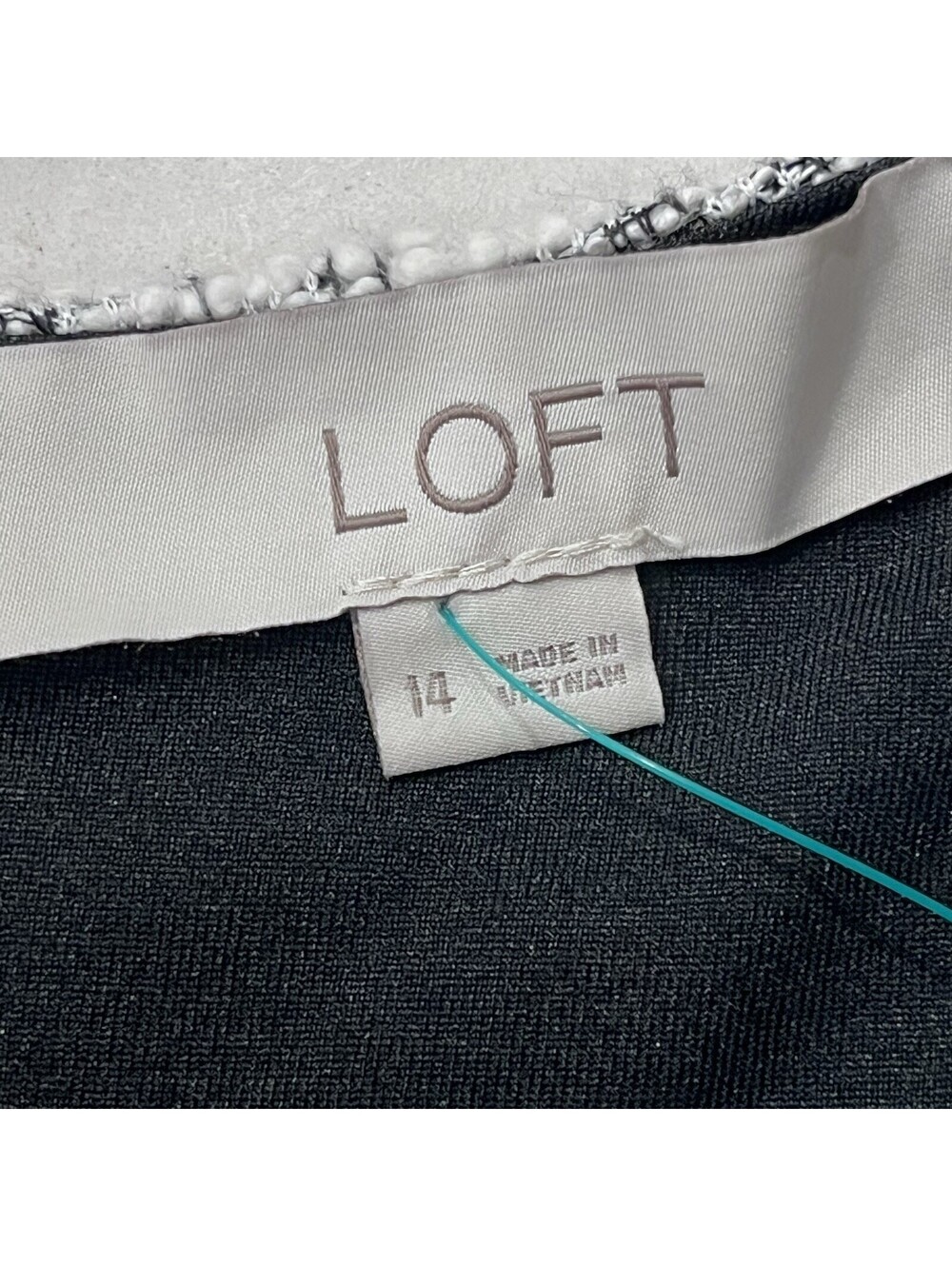 LOFT Tweed Midi Sheath Dress Size 14 Black White Boucle Sleeveless Quiet Luxury - Picture 8 of 10